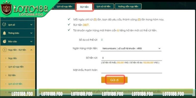 Nạp Rút Tiền LOTO188 3 Chi tiết cách nạp rút tiền nhà cái